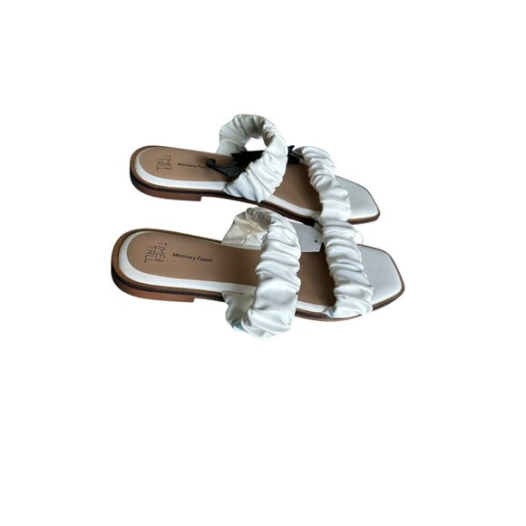 Time And Tru Womens White Ruched Memory Foam Sandals Size 8 - Picture 7 of 7